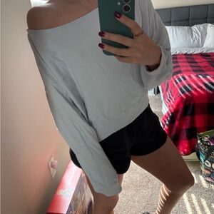 Off-Shoulder Light blue and pink  lightweight Sweatshirt